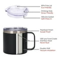 thumbnail image 4 of Advancent Taza portátil de acero inoxidable con tapa de asa, Camper, taza para beber leche aislada al vacío, botella para acampar, hogar, coche al aire Mostrada Negro Advancent HA010518-01B, 4 of 6