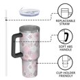thumbnail image 4 of 40oz Pioneer Flower Floral Print Pattern Insulated Tumbler with Handle, BPA-Free Leak Proof Lid and Straws, Double Wall Vacuum, Hot 12h/Cold 34h, 4 of 6