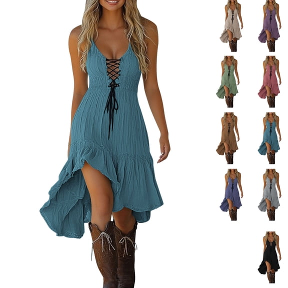 Swuxness Long Dresses for Women with Sleeveless and Mesh Neck Sheer Romantic Evening
