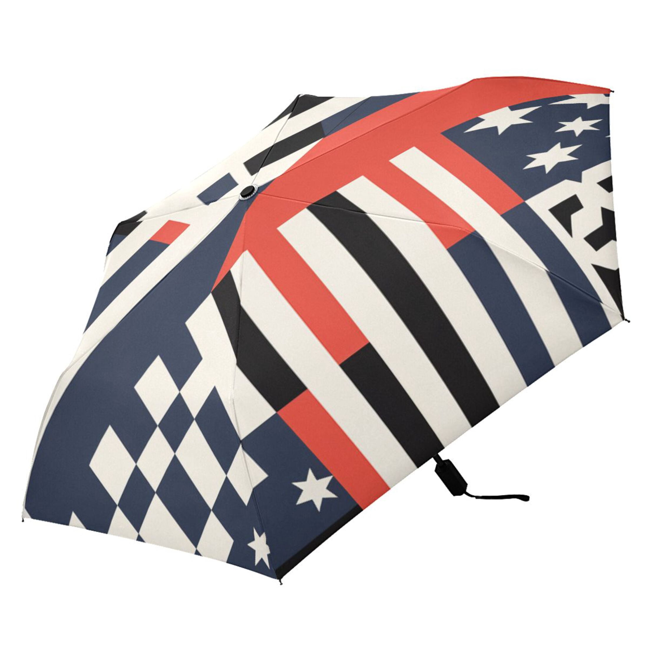 Usa Flag Stripes and Stars Compact Sun Umbrella Windproof Travel Umbrellas for Rain Strong Portable UV Protection