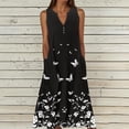 thumbnail image 2 of Women's Plus Size Dress V Neck Sleeveless Button Midi Dresses Summer Casual Trendy Clothes With Pockets (3XL, Black), 2 of 5