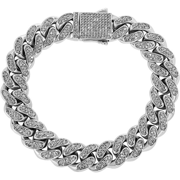 14K Gold Over 925 Silver Micro-Inlaid 12mm Mossanite Jewelry, Men's Hip-Hop Bracelet Set, A Matched Elegance for the Stylish Man,Father's Day Gift