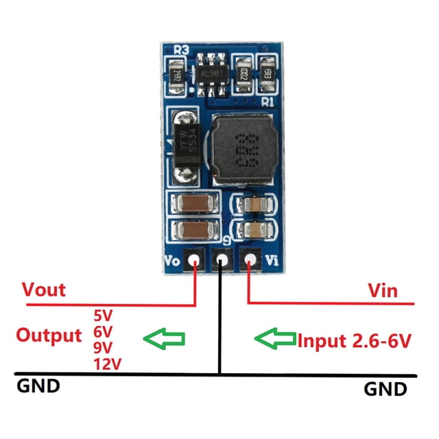 2Pcs DC Boost Converter Module, 93% Efficiency, Components, 5V 6V 9V 12V, Over Current
