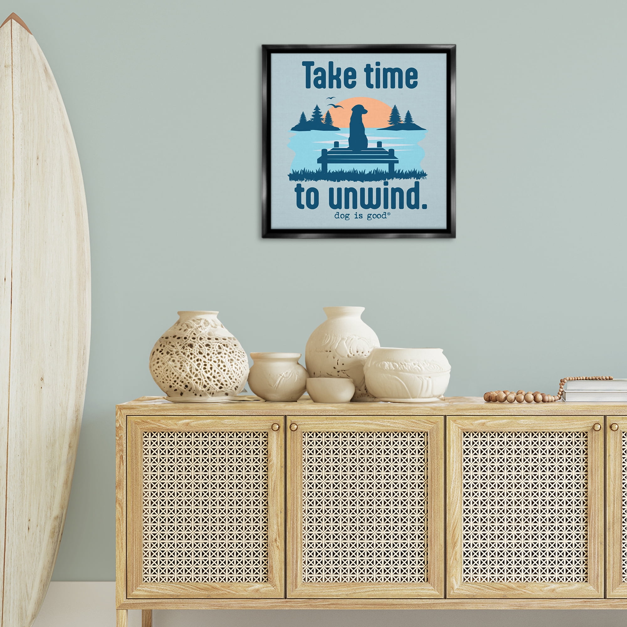 Stupell Industries Take Time to Unwind Animals Painting Black Floater Framed Canvas Art Print Wall Art, 25 x 25