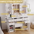 thumbnail image 4 of HUANLEGO Vanity Table Set with LED Lighted Mirror and Stool, Dressing Table with Charging Station for Bedroom,White, 4 of 8