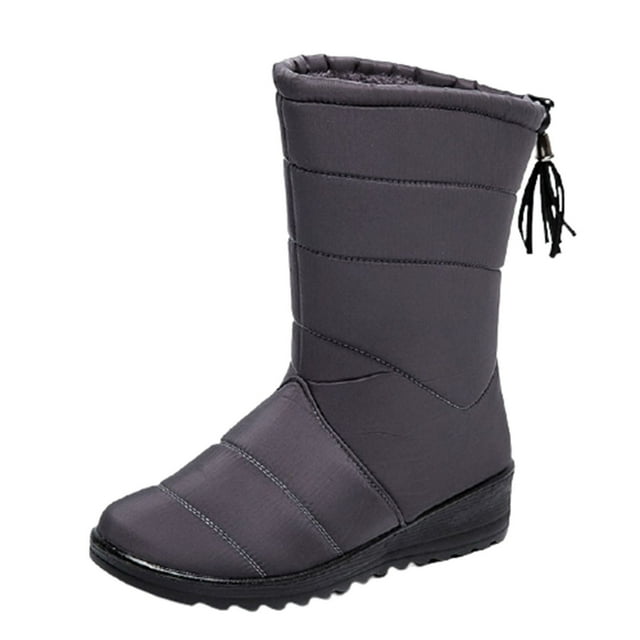 jovati Bottes de Neige Imperméables Chaudes à Franges Tube Haut pour Femmes Chaussures Paresseuses
