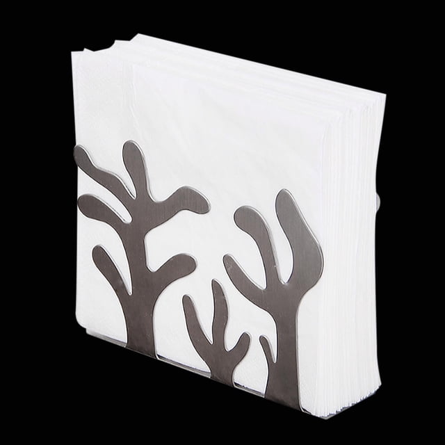 Soporte para servilletas, soporte de acero inoxidable con forma de planta para papel de mesa, soporte para pañuelos, estética elegante