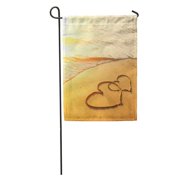 SIDONKU Love Hearts Drawn Sand of Beach Wedding Romantic Summer Peace Garden Flag Decorative Flag House Banner 12x18 inch
