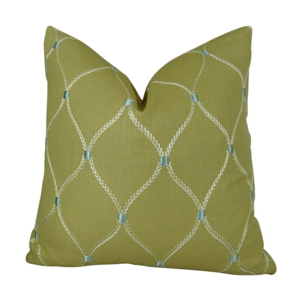Plutus Brands Plutus Dewdrop Handmade Throw Pillow, 12" x 20", Taupe/White/Blue