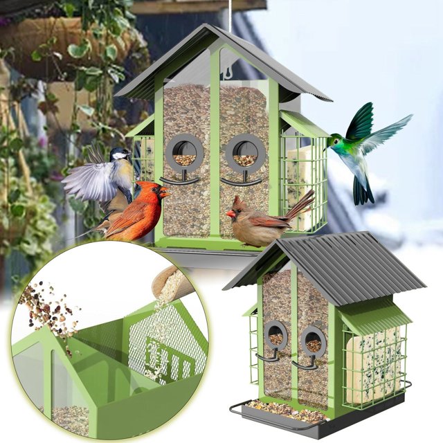 Hummingbird Feeder Bird Automatic Feeding Hanging Metal Outdoor For Garden Wingspan Feeder Feeders Squirrel Proof for outside with Pole Squirrel And Feeders for outside Feeders Large Capacity Winter