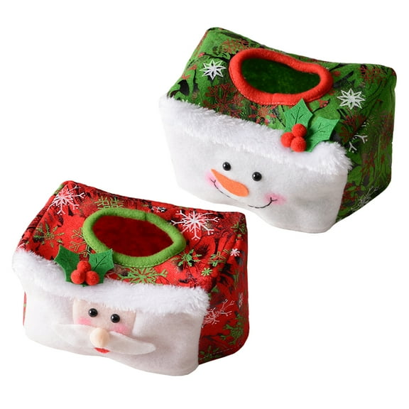 SWETRACE Christmas Tissue Box in Assorted Colors with Nonwoven Fabric for Home Use and Decorative Purposes 2 Pieces
