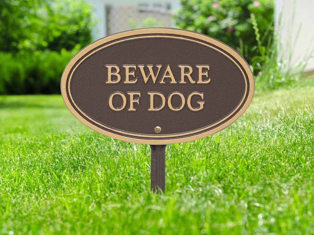 Black/Silver 10 x 6 Whitehall Products 10587 Statement Marker-Wall/Lawn Beware of Dog Plaque 