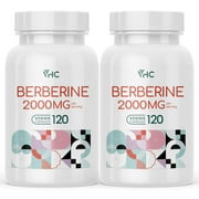 VHC Berberine Plus 2000mg, Premium Berberine HCL for Man and Women, 10X Time Optimum Absorption, Max Boost Bioavailable Levels, for Immune Cardiovascular Gastrointestinal, 120 Veggie Capsules,2pack