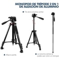 thumbnail image 2 of Trípode de Cámara MTQ Aluminio Portátil 2-en-1 con Rotación de 360 Grados para Cámara y Monopié, 2 of 6