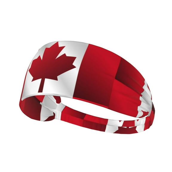 Unisex Canada Flag Pattern Sweatband Sports Headband For Running Cycling Yoga Workout Stretchy Hairband