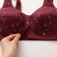 thumbnail image 6 of No Underwire Bras for Women Front Closure Button up Print Underwear Comfortable Breathable Push up Sports Bralettes (S, Wine), 6 of 6