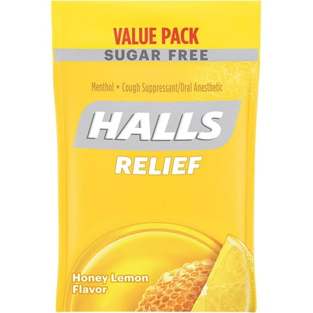 Relief Honey Lemon Sugar Free Cough Drops, Value Pack, 180 Drops