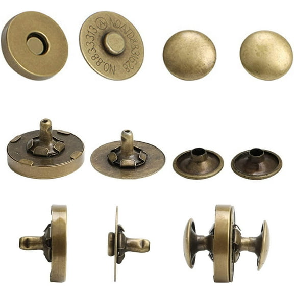 YIXI-SBest 20 Sets 14Mm Coppery Strong Magnetic Button Clasp Round Snaps Diy Craft Sets For Sewing  Antique Brass