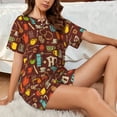 thumbnail image 6 of Kdxio Retro Coffee Print Pajamas Sets for Women Short-Sleeved Pjs with Lounge Shorts Two Piece Sleepwear S-4XL, 6 of 8