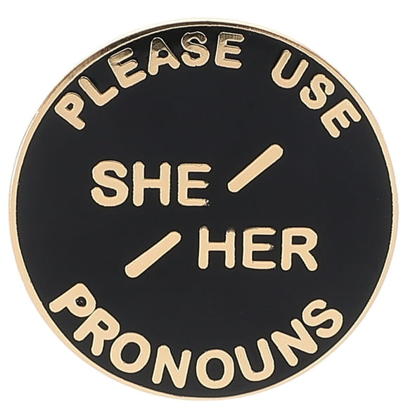 Convenient Pronoun Label Pin Circular Hard Pronoun Button Gender Identity She Her Brooch Pin Decoration Workplace Pronoun Badge