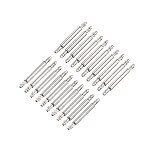 Pasadores de resorte Uxcell de doble franja de acero inoxidable para correas de reloj 20 piezas plateadas 12mmx1.5mmx0.8mm