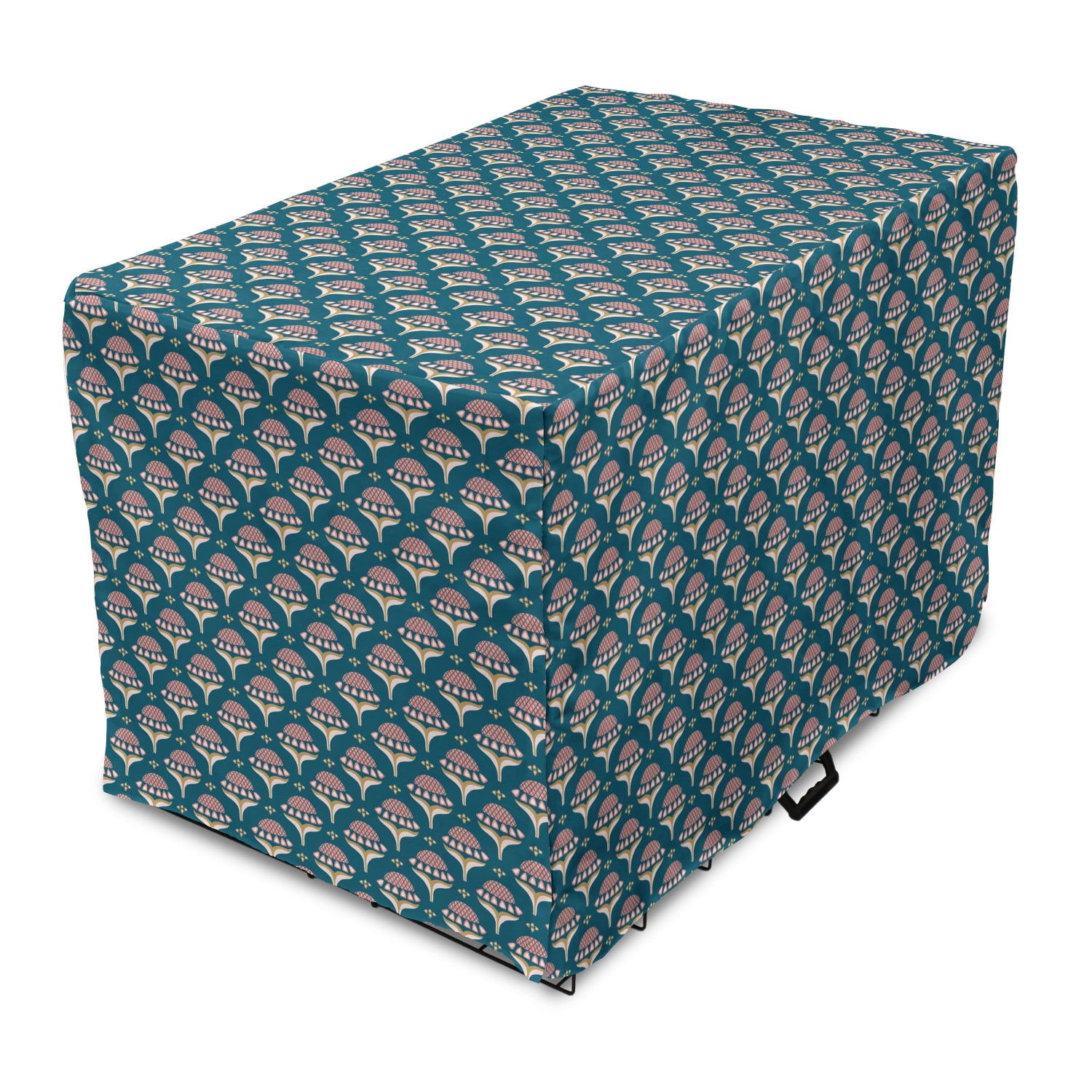 Modern Dog Crate Cover, Abstract Surreal Floral Bloom Pattern ...