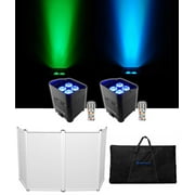(2) Chauvet DJ Freedom Par Quad-4 IP Wireless Battery Powered Wash Lights+Facade