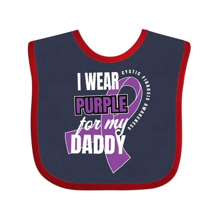 

Inktastic I Wear Purple for My Daddy Cystic Fibrosis Awareness Gift Baby Boy or Baby Girl Bib