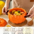 thumbnail image 5 of Dutch Oven Pot with Lid, Pumpkin Pottery Dessert Saucepan, Mini Baking Dish Cute Pumpkin Bowl, Covered Dutch Oven Ceramic Stockpot, Pumpkin-Shaped Casserole Red 400ML, 5 of 9