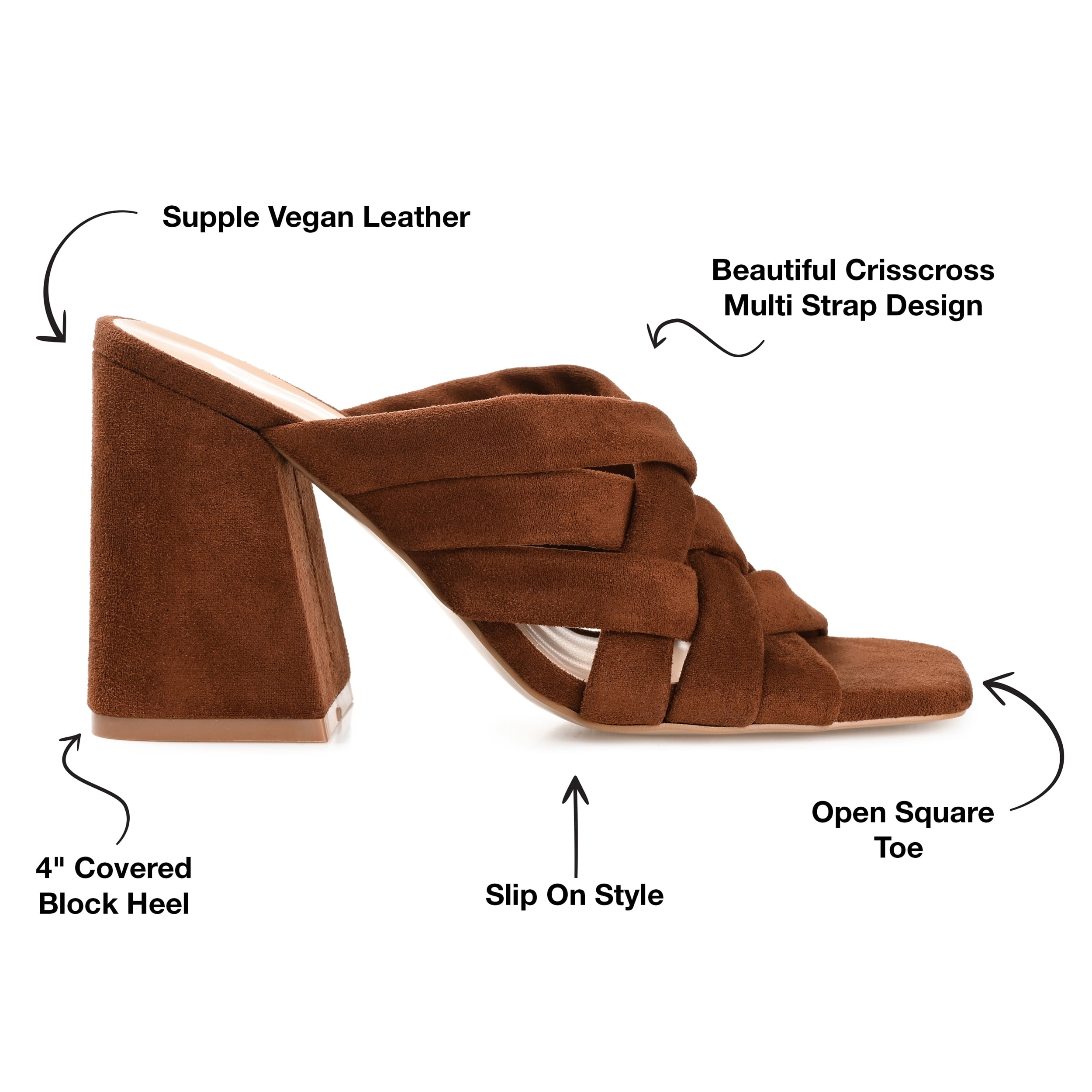 Journee Womens Dorisa Open Square Toe Block Heel Sandals