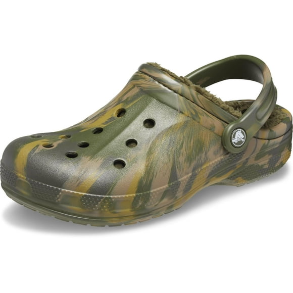 crocs Unisex Ralen Lined clogs Fuzzy Slippers Army greenMulti 4 US Men