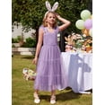 thumbnail image 5 of Arshiner Girls Summer Dress Tulle Ruffle Sleeve Smocked Cami Maxi Tiered Casual Tween Sundress, 5 of 7