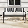 thumbnail image 4 of Costway Outdoor Bench 50 Inches Garden Bench with Patterned Backrest and Curved Armrests, 4 of 10
