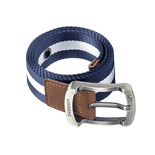 Cinturón táctico militar de lona y nailon para hombre (azul y blanco)