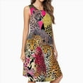 thumbnail image 2 of Cheetahs Pink Floral Jungle Print Spring Summer Dresses For Women Fashion Dress Casual Sleeveless Loose Sundress With Pockets, 2 of 4