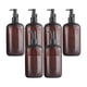 thumbnail image 1 of Dispensador de jabón líquido manual de PET para baño, botella con bomba para fregadero de cocina marrón negro 500ml, 1 of 9