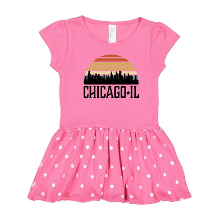 

Inktastic Chicago Illinois Skyline Vintage Gift Toddler Girl Dress