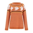 thumbnail image 4 of HNMKIU Chandail Élégant pour Femmes Blouse à Manches Longues Col Rond Décontracté pour Fête pour Sortie Quotidienne et Mode de Rue Z9104-Orange,G, 4 of 4