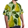 thumbnail image 2 of pear Men's Spread Collar Poplin Beach Shirts - Casual Printed Button Down Short Sleeve Summer Tops for Unisex, 2 of 6