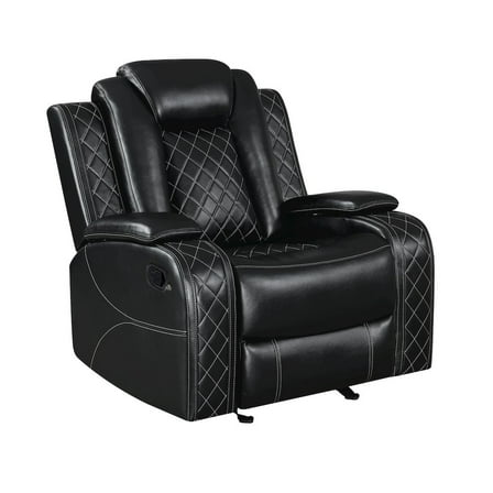 New Classic Furniture Orion II Faux Leather Glider Recliner in Black