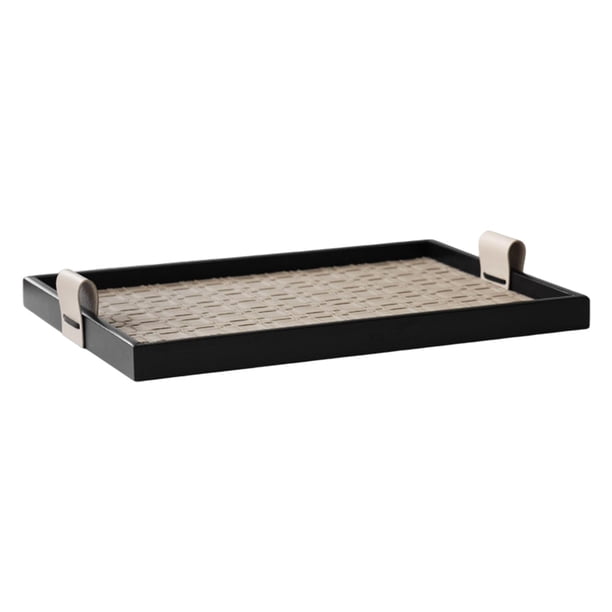 Bandeja rectangular para servir, bandeja de tocador de baño con asas, multifuncional Beige