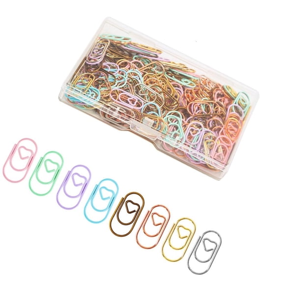 Giaone 100/200Pcs Heart Metal Paper Clip for Document Notebook Planner Scrapbooking