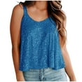 thumbnail image 2 of Pimelu Tank Top for Women Going out Tops for Women Trendy Party Club Sparkly Sequin Strap Shirts Summer Ladies Loose Crewneck Sleeveless Cami Blouses Summer Tops for Women 2024 Trendy, 2 of 6
