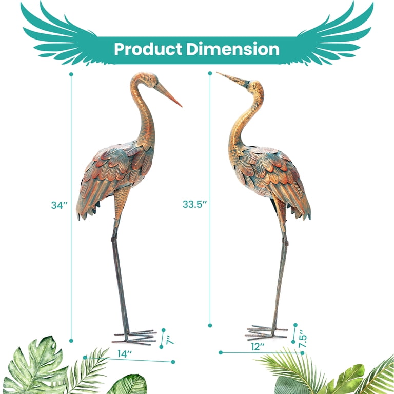 Costway 2-Piece Metal Crane Garden Statue Set, 34"H photo 6