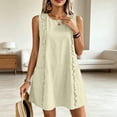 thumbnail image 4 of Dvprdro Womens Casual Summer Mini Dress Crewneck Sleeveless Ruffle Detail Side Pockets Shift A Line Dress Solid, 4 of 8