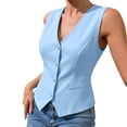 thumbnail image 6 of Tqcoqu Womens Stretchy Knit Blazer Vest Tops, V-Neck Sleeveless Button Down Suit Vest for Business Casual Outfits, 6 of 7