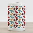 thumbnail image 2 of Pineapple Ceramic Toothbrush Holder, Lively Multi-Colored Tropical Pineapple Palm Trees Island Themed Silhouettes, Decorative Versatile Countertop for Bathroom, 4.5" X 2.7", Multicolor, by Ambesonne, 2 of 4