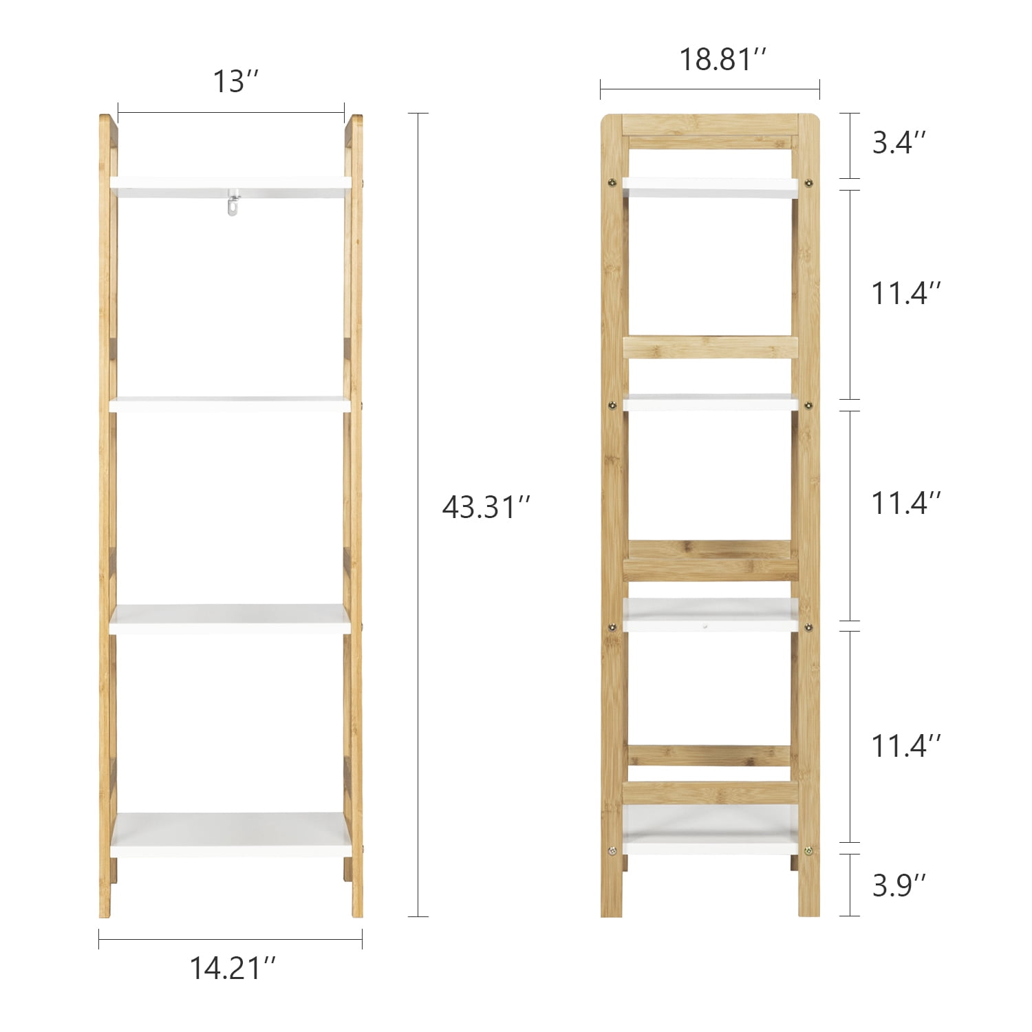 Kepooman 4 Tier Open Floor Shelves, Kitchen Floor Shelf for Living Room, Free Standing Rack Organization for Bedroom, White Kepooman 4 Tier Open Floor Shelves, Kitchen Floor Shelf for Living Room, Free Standing Rack Organization for Bedroom, White