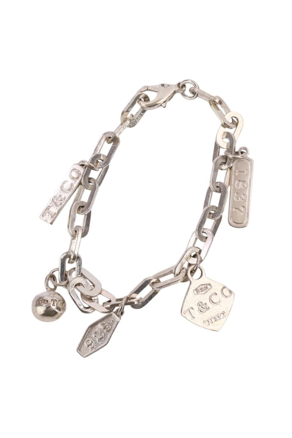 Pre-Owned Tiffany & Co. 1837 5 Charm Chain Bracelet, SV925 Silver, Men's Women's