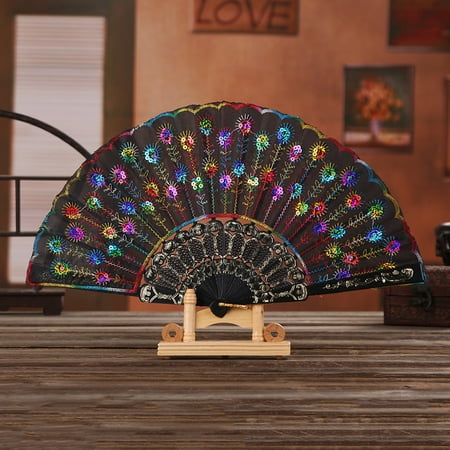 

Lolita Feather Folding Fan Sweet Fairy Girl Dark Gothic Court Dance Hand Gift